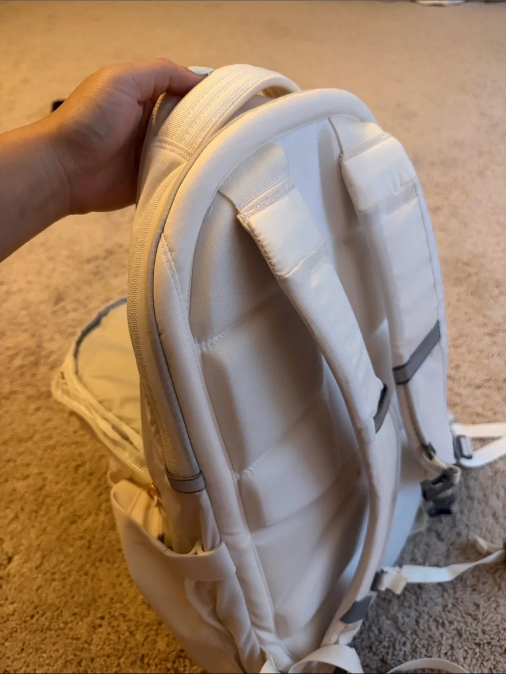 The North Face Surge Lux Backpack in Cream with Rose Gold(good as new 90%)